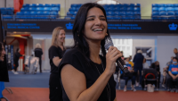 Dr. Helai Hesham presenting at a community health education event